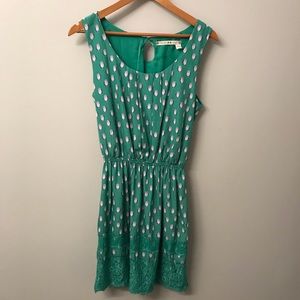 👗 Chelsea & Violet Teal Bird Print Dress, Size L